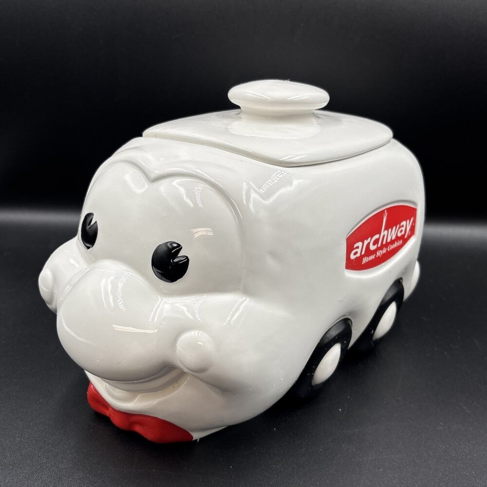 Vintage Archway Home Style Cookies Ceramic White Delivery Van Cookie Jar